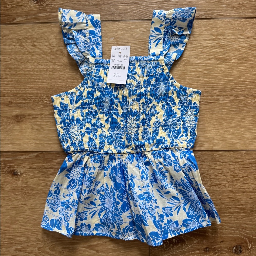 Crewcuts Blue Floral Kids Tank Top